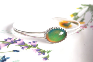 Crown Mood Cuff Bracelet in Sterling Silver Adjustable
