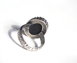 Classic Mood Ring with Antiqued Sterling Silver Floral Band