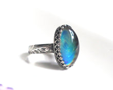 Classic Mood Ring with Antiqued Sterling Silver Floral Band