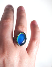 Classic Mood Ring with Antiqued Sterling Silver Floral Band