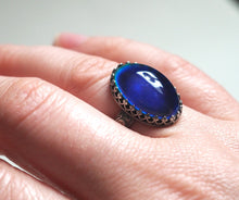 Classic Mood Ring with Antiqued Sterling Silver Floral Band