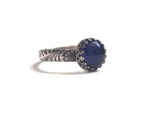 Medium Mood Ring with Floral Band in Antiqued Sterling Silver