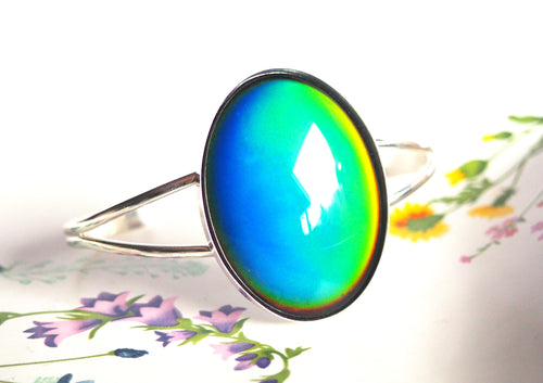 Extra Large Mood Cuff Adjustable Bracelet in Sterling Silver